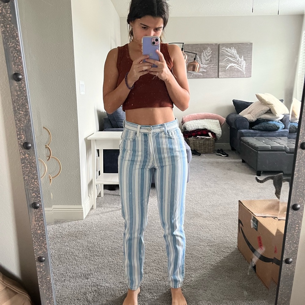 Striped Mom Jeans
